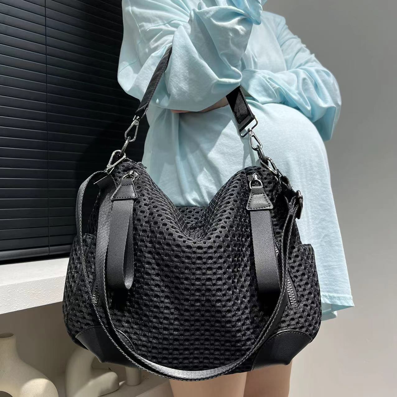 Women Bags For Airport - Bolsa de ombro de nylon emendada