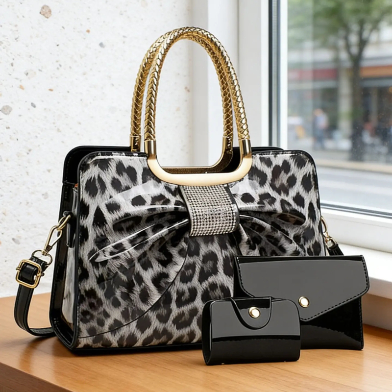 Women'S Crossbody Bags - Bolsa feminina com estampa de leopardo